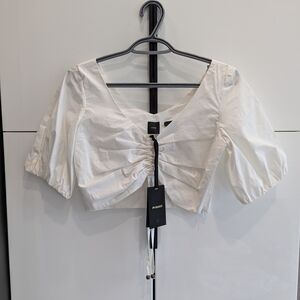 Pinko Elegant White Ruched Blouse